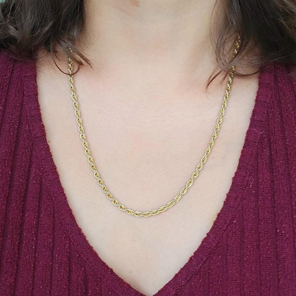 Vintage Classic Simple Gold Rope Necklace Chain - Picture 3 of 5